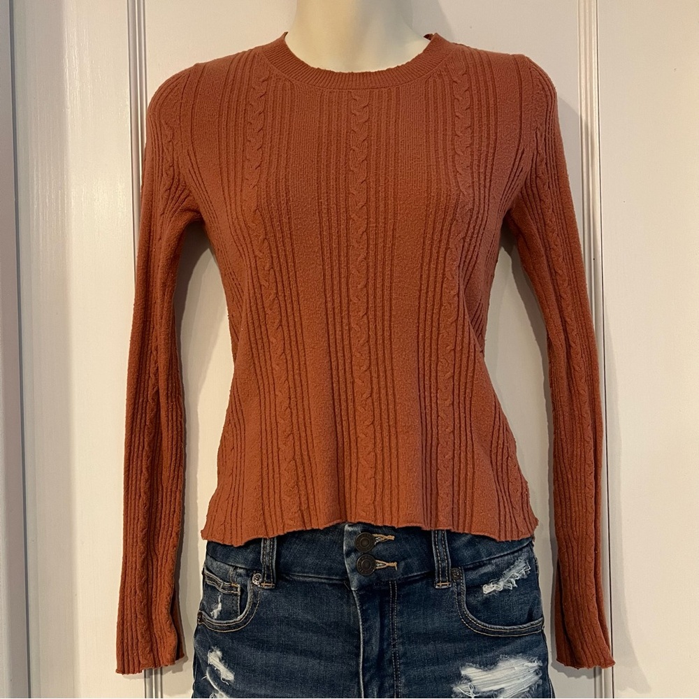 American Eagle Cable Sweater in Rust Womens Size X-Small
